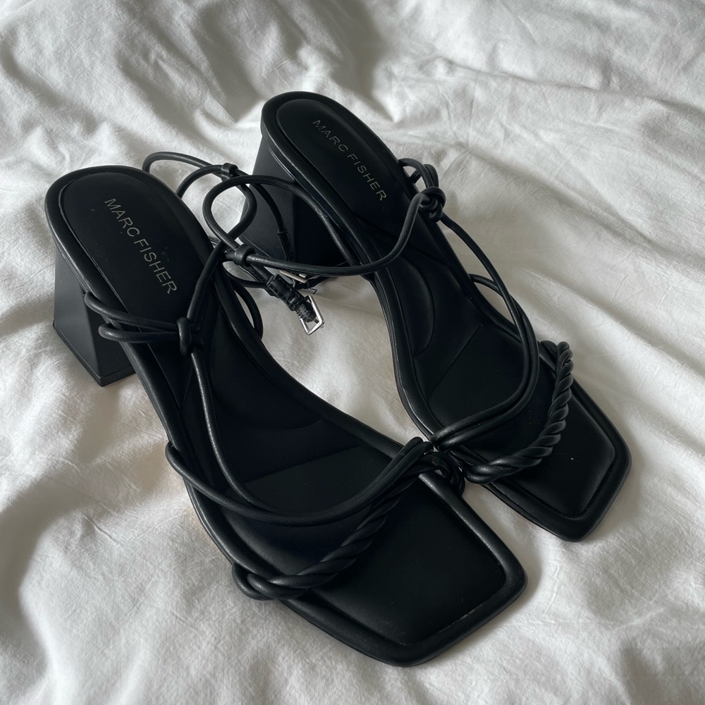 Marc Fisher Black Heels with Square Toe and Block Heel
